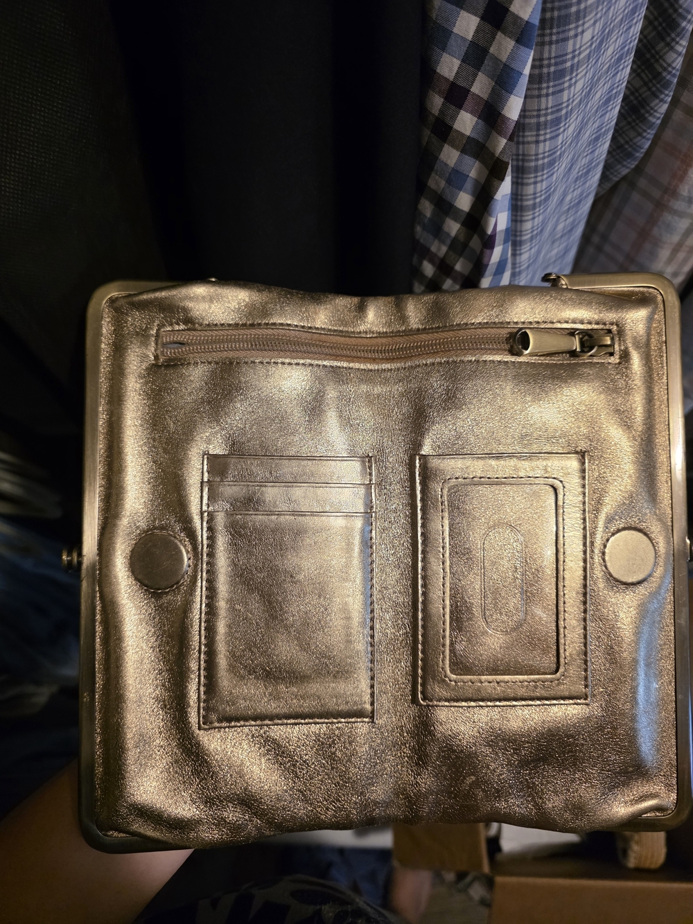 HOBO Metallic Gold Leather Clutch - Picture 2 of 2